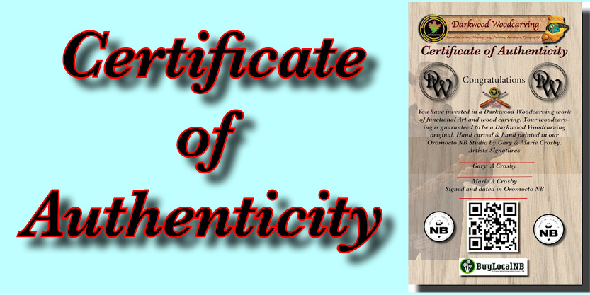 Certificate of Authenticity woodcarving furniture carvings